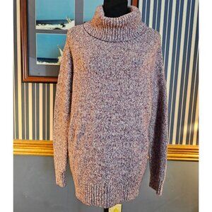 Old Navy Womens Purple and White Marled Knit Turtleneck Sweater Size L